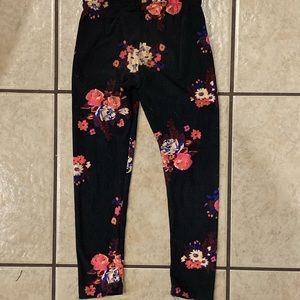 Lulu Luv Girls Black Floral Leggings SZ XS 4/5
